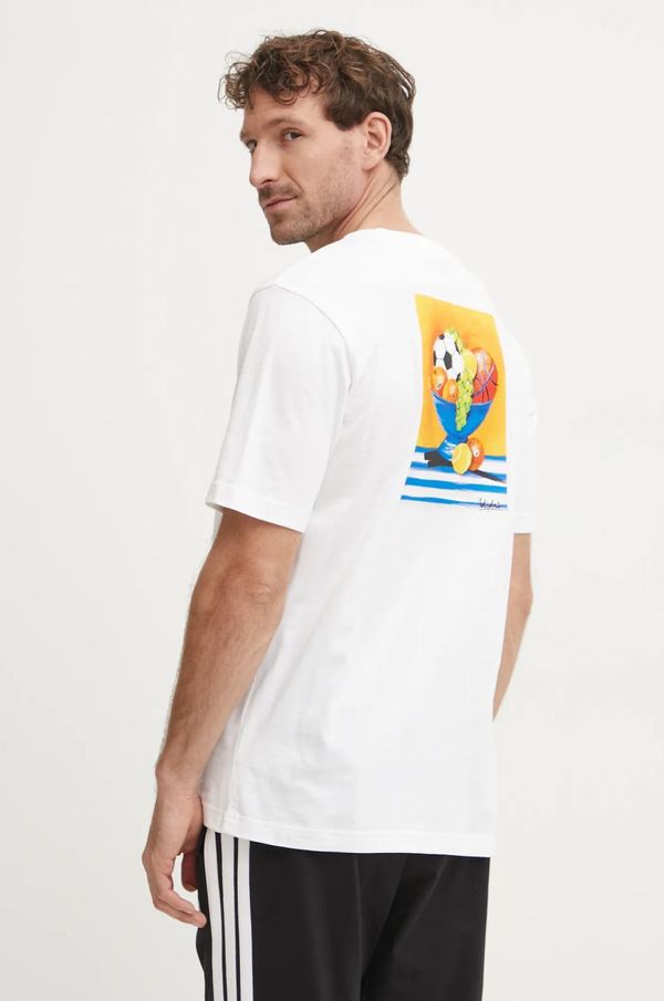 adidas Pamučna majica adidas M L SL BOWL T za muškarce, boja: bijela, s tiskom, JJ3962