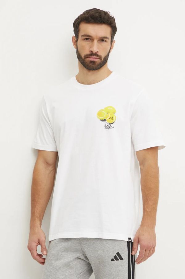adidas Pamučna majica adidas M L SL LEMON T za muškarce, boja: bež, s tiskom, JJ3959