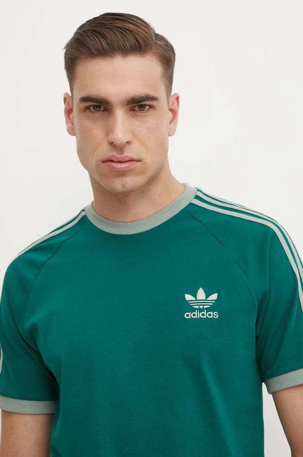 adidas Originals Pamučna majica adidas Originals 3-Stripes za muškarce, boja: zelena, s uzorkom, JN7017