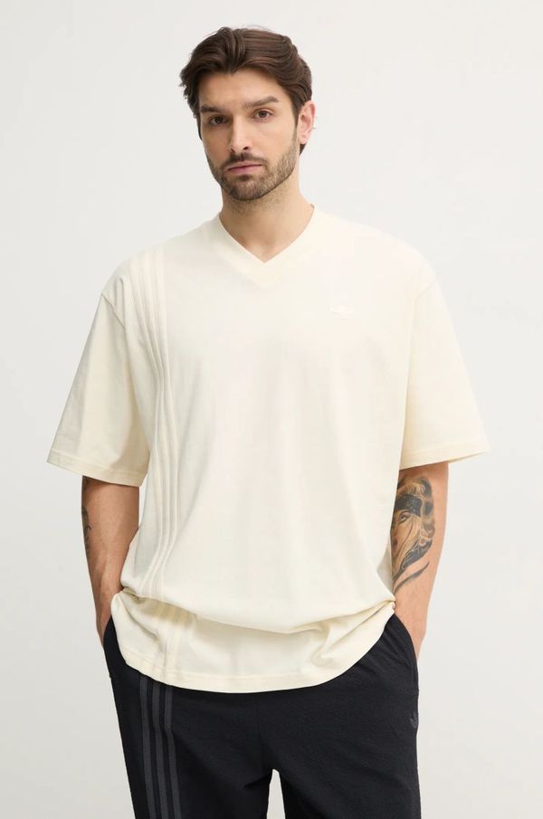 adidas Originals Pamučna majica adidas Originals FRONT ST TEE za muškarce, boja: bež, bez uzorka, JD0912