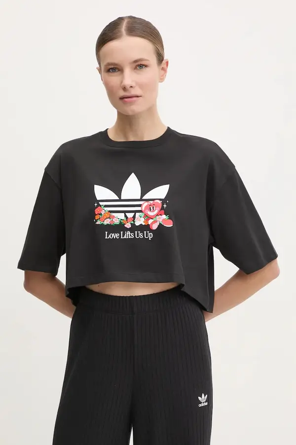 Adidas Pamučna majica adidas Originals Nelson za žene, boja: crna, JC8333