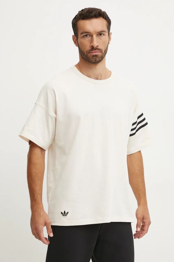 adidas Originals Pamučna majica adidas Originals Neuclassics Tee za muškarce, boja: bež, s aplikacijom, JF9139