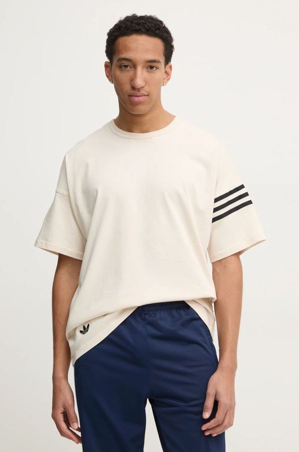 adidas Originals Pamučna majica adidas Originals Neuclassics za muškarce, boja: bež, s uzorkom, JC9933