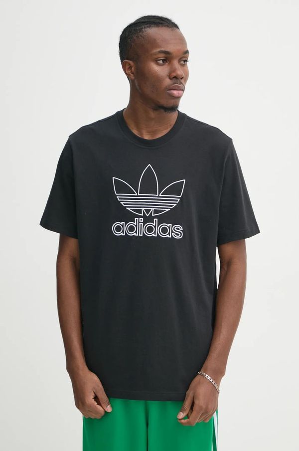 adidas Originals Pamučna majica adidas Originals OUTL TREF TEE za muškarce, boja: crna, s aplikacijom, JP1088