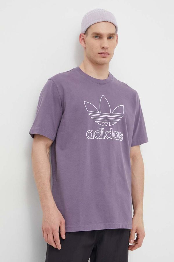 adidas Originals Pamučna majica adidas Originals Trefoil Tee za muškarce, boja: ljubičasta, s aplikacijom, IR7992