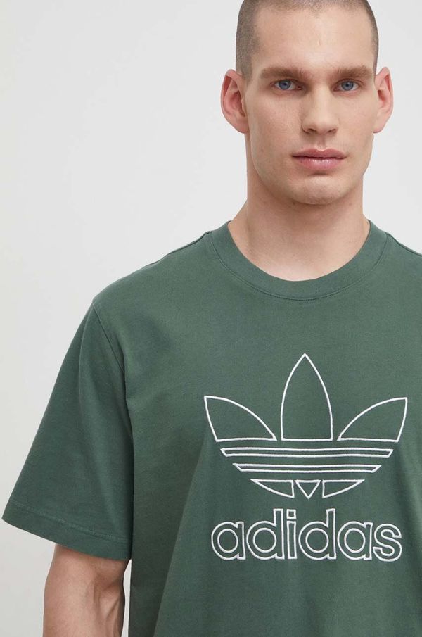 adidas Originals Pamučna majica adidas Originals Trefoil Tee za muškarce, boja: zelena, s aplikacijom, IR7993