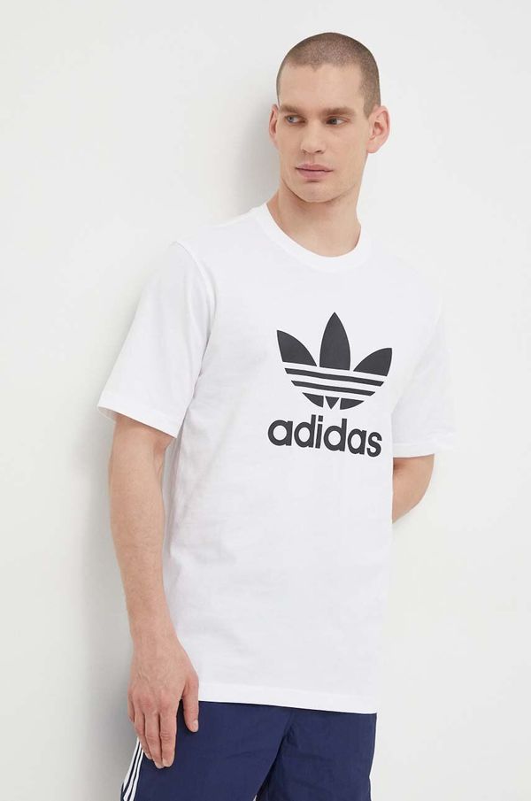 adidas Originals Pamučna majica adidas Originals Trefoil za muškarce, boja: bijela, s tiskom, IV5353