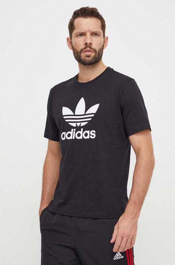 adidas Originals Pamučna majica adidas Originals Trefoil za muškarce, boja: crna, s tiskom, IU2364