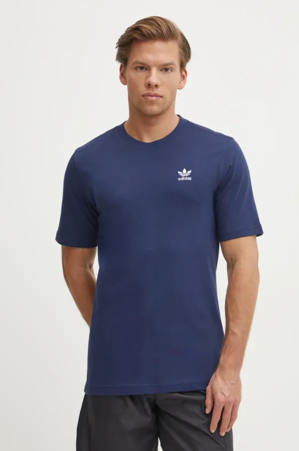Adidas Pamučna majica adidas Originals Trefoil za muškarce, boja: tamno plava, bez uzorka, JC9989