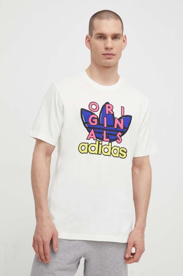 adidas Originals Pamučna majica adidas Originals Ts Tee za muškarce, boja: bež, s tiskom