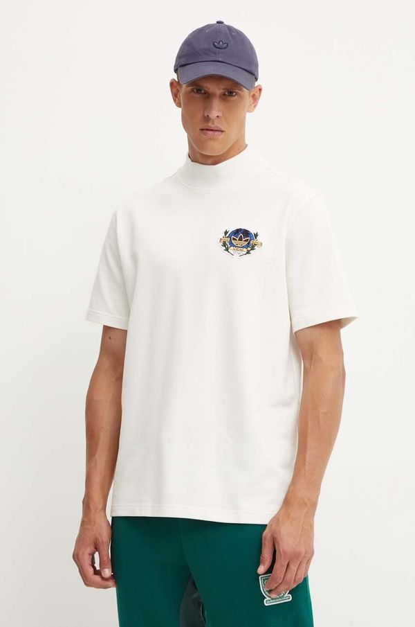 adidas Originals Pamučna majica adidas Originals za muškarce, boja: bež, s aplikacijom, IX6773