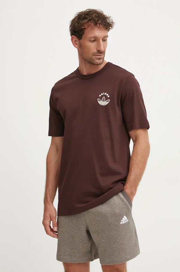 adidas Originals Pamučna majica adidas Originals za muškarce, boja: smeđa, s tiskom, IX9610