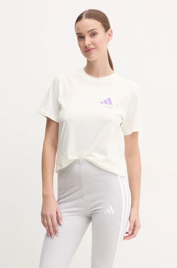 adidas Pamučna majica adidas W L VERB TEE za žene, boja: bež, JN9072