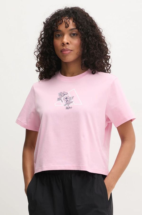 adidas Pamučna majica adidas W T ILLU LF CRP za žene, boja: ružičasta, JM0459