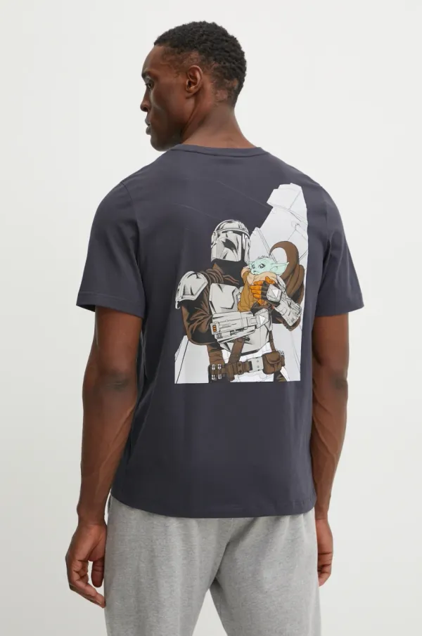 adidas Pamučna majica adidas x Mandalorian za muškarce, boja: siva, s tiskom, JI5716