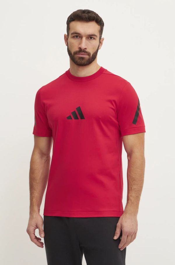 adidas Pamučna majica adidas Z.N.E. za muškarce, boja: crvena, s tiskom, JC7922