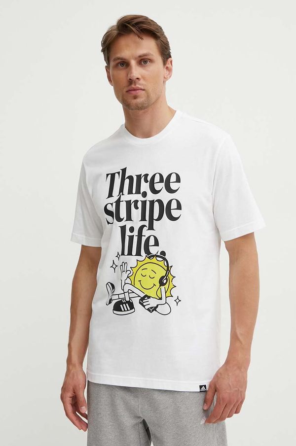 adidas Pamučna majica adidas za muškarce, boja: bijela, s tiskom, IY0727