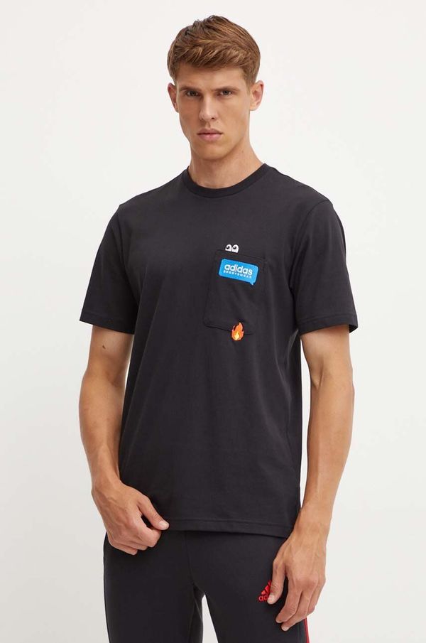 adidas Pamučna majica adidas za muškarce, boja: crna, s aplikacijom, IW2639