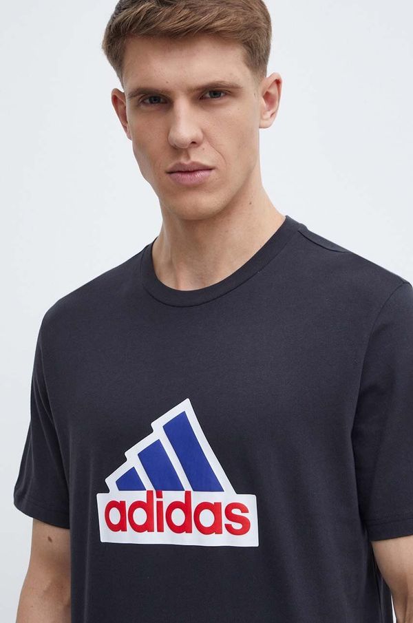 adidas Pamučna majica adidas za muškarce, boja: crna, s tiskom, IS9596