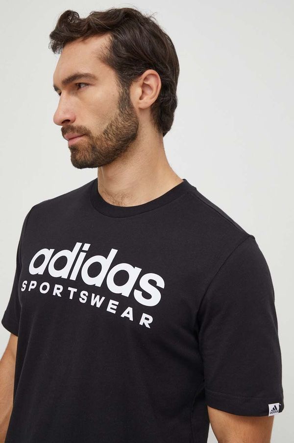 adidas Pamučna majica adidas za muškarce, boja: crna, s tiskom IW8833