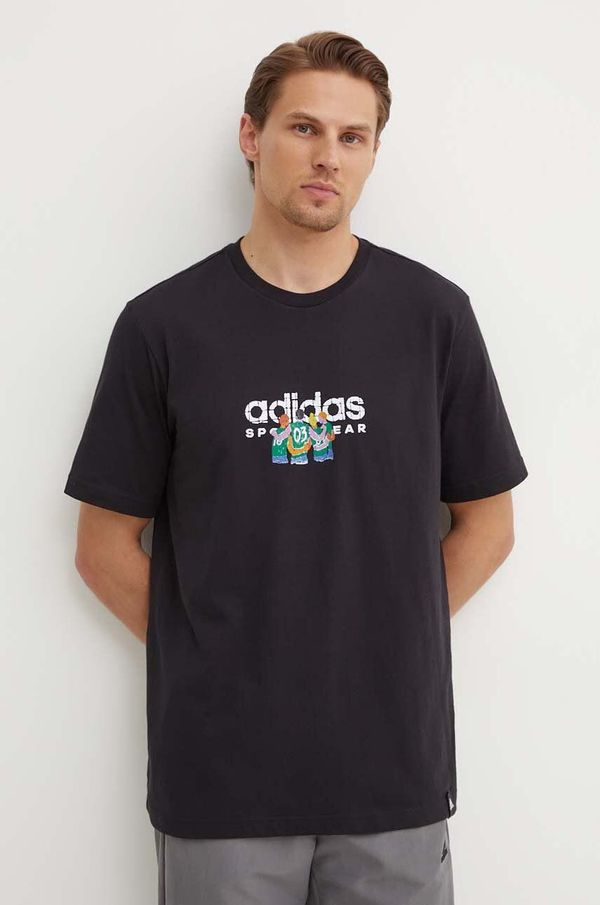 adidas Pamučna majica adidas za muškarce, boja: crna, s tiskom, IY0729
