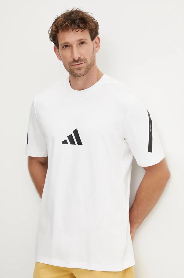 adidas Pamučna majica adidas ZNE za muškarce, boja: bijela, s tiskom, JE3078