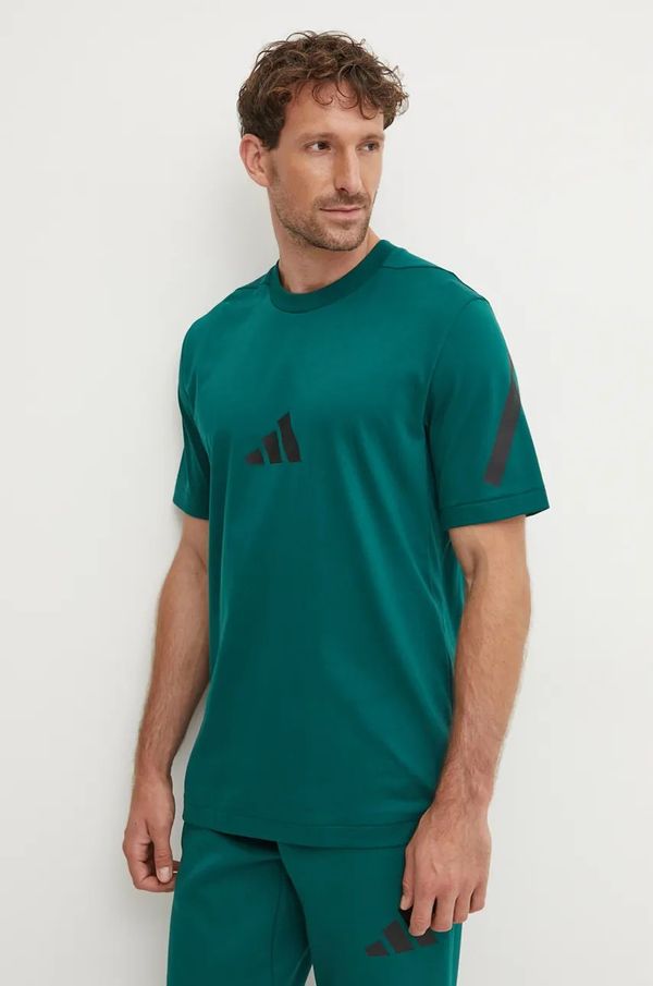 adidas Pamučna majica adidas ZNE za muškarce, boja: zelena, s tiskom, JF6544