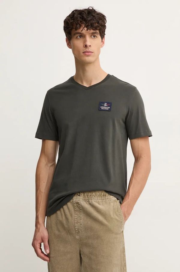 Aeronautica Militare Pamučna majica Aeronautica Militare za muškarce, boja: siva, s aplikacijom, TS2333J662
