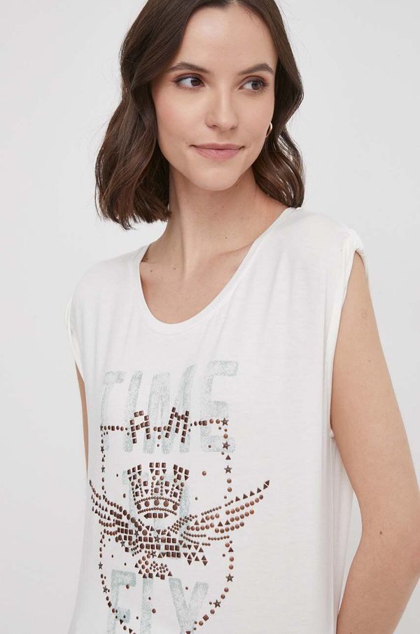 Aeronautica Militare Pamučna majica Aeronautica Militare za žene, boja: bež