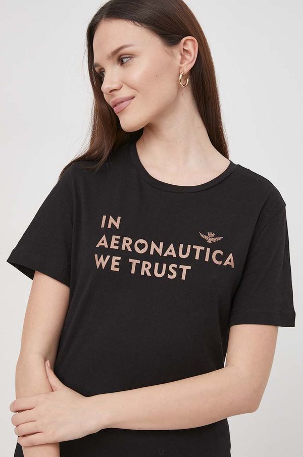 Aeronautica Militare Pamučna majica Aeronautica Militare za žene, boja: crna