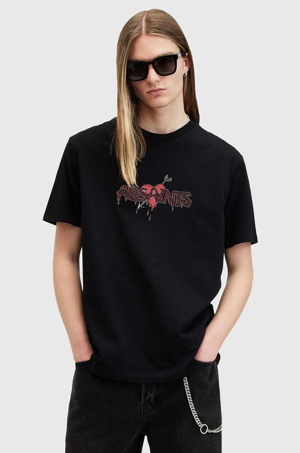 AllSaints Pamučna majica AllSaints BEREFT SS CREW boja: crna, s tiskom, M030PB
