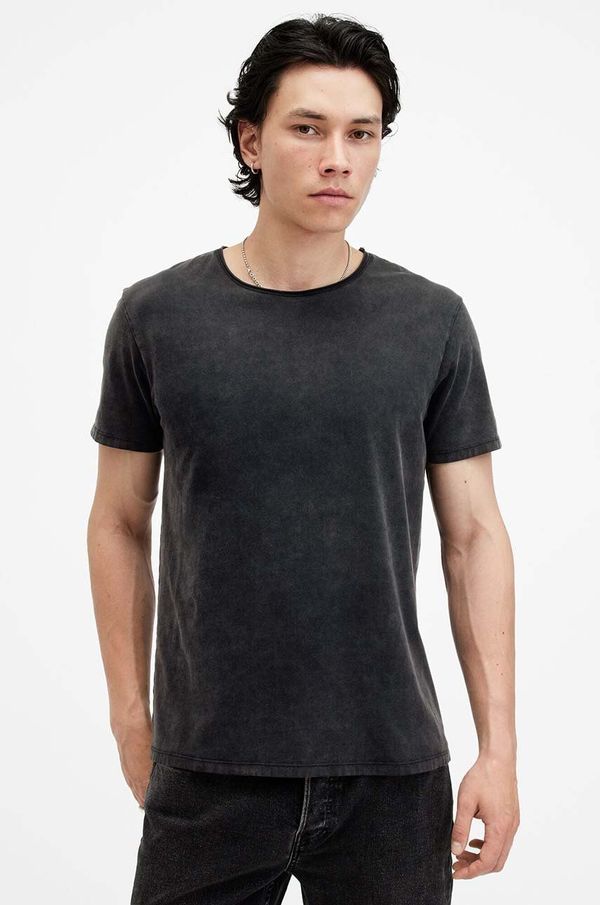 AllSaints Pamučna majica AllSaints BODEGA SS CREW za muškarce, boja: crna, bez uzorka, M026JB