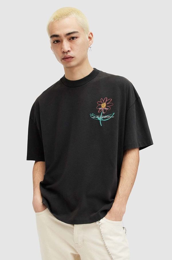 AllSaints Pamučna majica AllSaints CRAYO SS CREW za muškarce, boja: crna, s tiskom, MG518Z