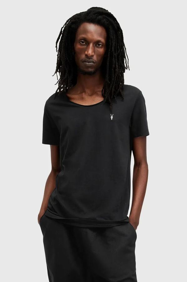 AllSaints Pamučna majica AllSaints FARIS za muškarce, boja: crna, bez uzorka, M017JB
