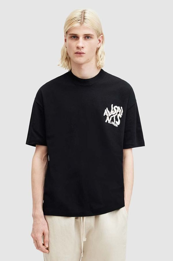 AllSaints Pamučna majica AllSaints ORLANDO SS za muškarce, boja: crna, s tiskom, M022PA