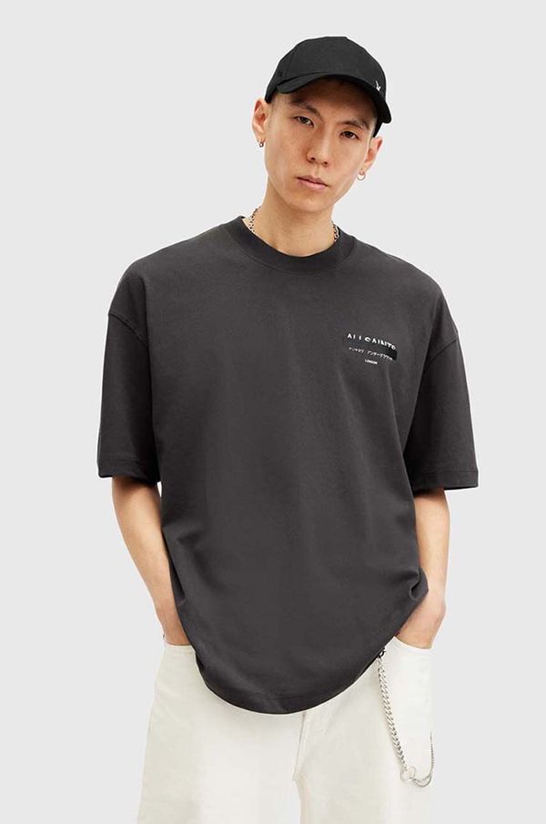 AllSaints Pamučna majica AllSaints REDACT SS CREW za muškarce, boja: crna, s tiskom, M002PC