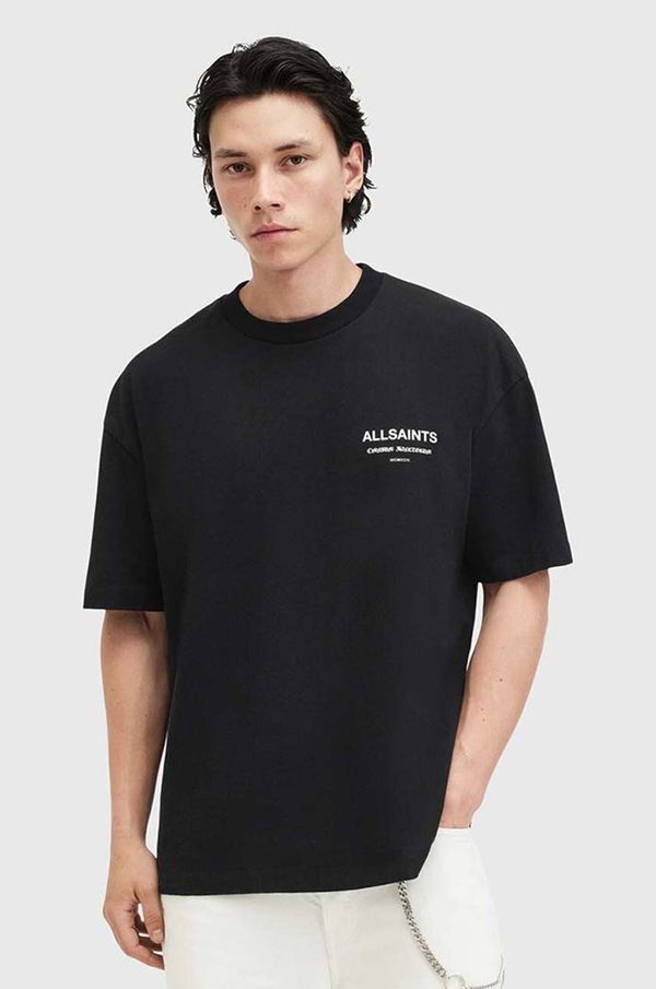 AllSaints Pamučna majica AllSaints SANCTUM SS CREW za muškarce, boja: crna, s tiskom, M068PB