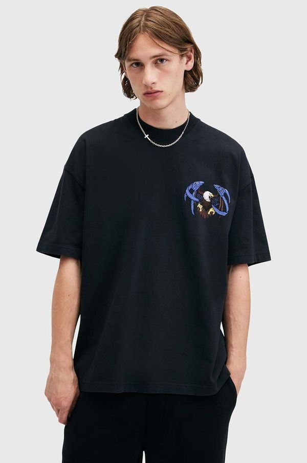 AllSaints Pamučna majica AllSaints SOARER boja: crna, s tiskom, M019PB