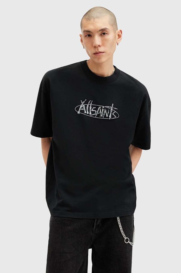 AllSaints Pamučna majica AllSaints STERNUM SS CREW boja: crna, s tiskom, M040PB