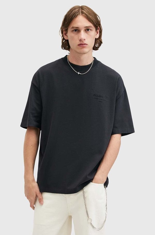 AllSaints Pamučna majica AllSaints XANDER SS CREW za muškarce, boja: crna, bez uzorka, M006PB