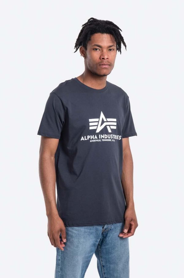 Alpha Industries Pamučna majica Alpha Industries Basic T-Shirt boja: tamno plava, s tiskom, 100501.02-navy 100501.02