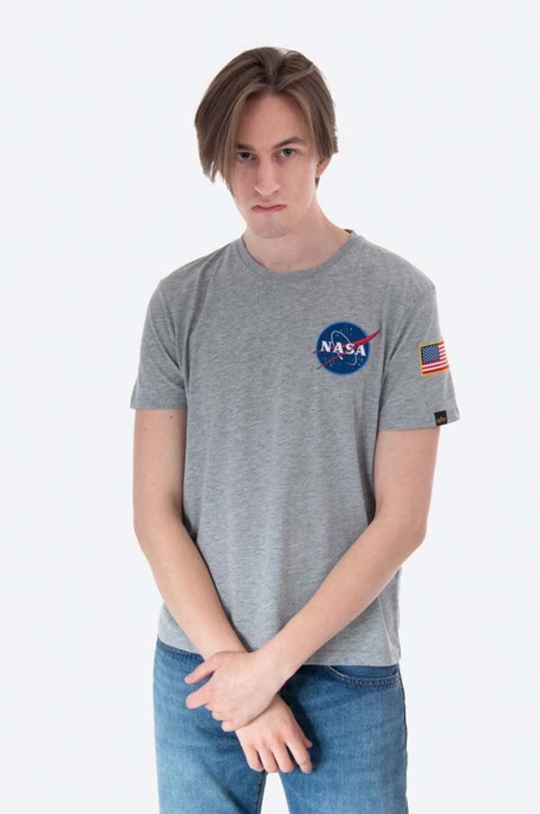 Alpha Industries Pamučna majica Alpha Industries boja: siva, s tiskom, 176507.17-grey