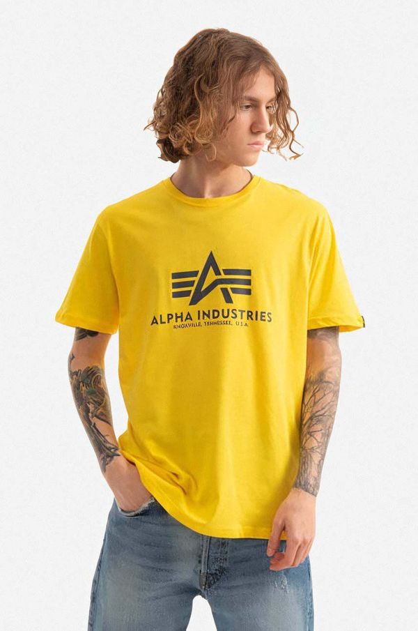 Alpha Industries Pamučna majica Alpha Industries boja: žuta, s tiskom, 100501.465-yellow