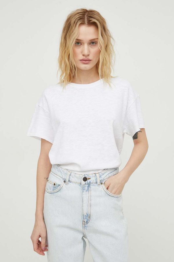 American Vintage Pamučna majica American Vintage T-SHIRT MC COL ROND za žene, boja: bijela, SON02FGE24