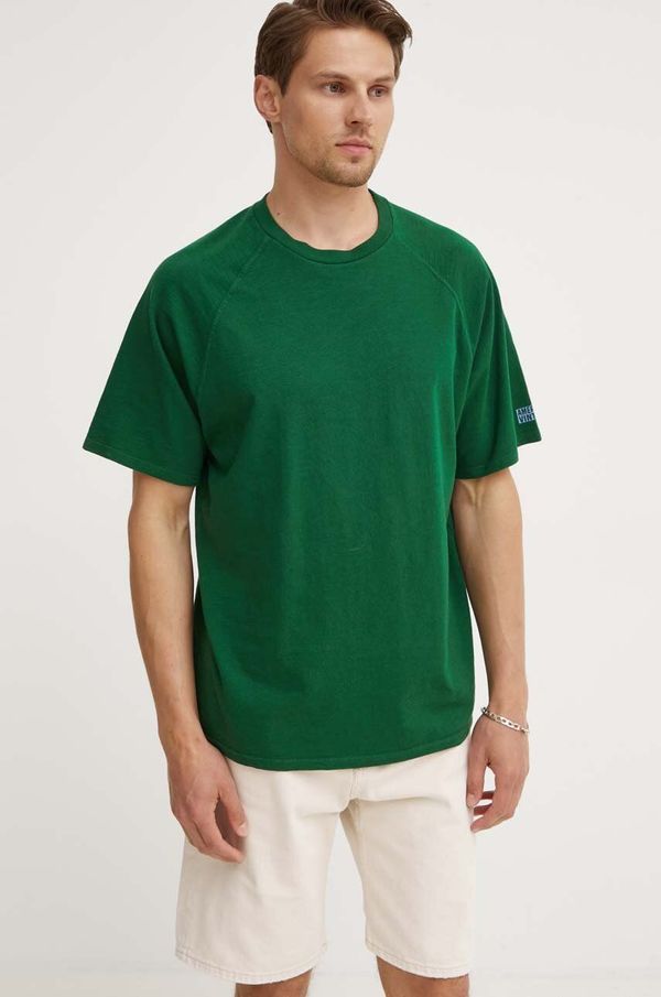 American Vintage Pamučna majica American Vintage TEE-SHIRT MC COL ROND za muškarce, boja: zelena, melanž, MLAW02DE24