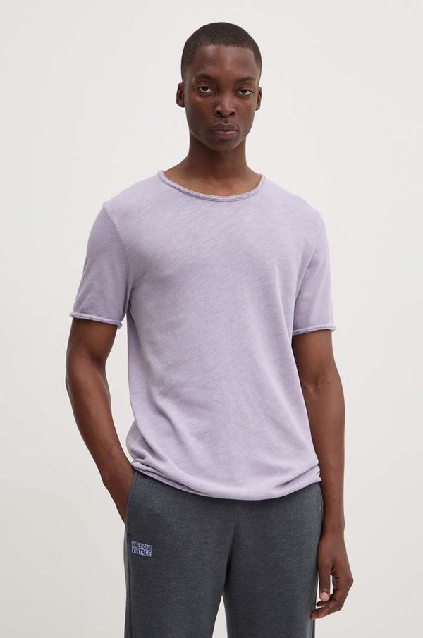 American Vintage Pamučna majica American Vintage za muškarce, boja: ljubičasta, bez uzorka, MSON25TGH24