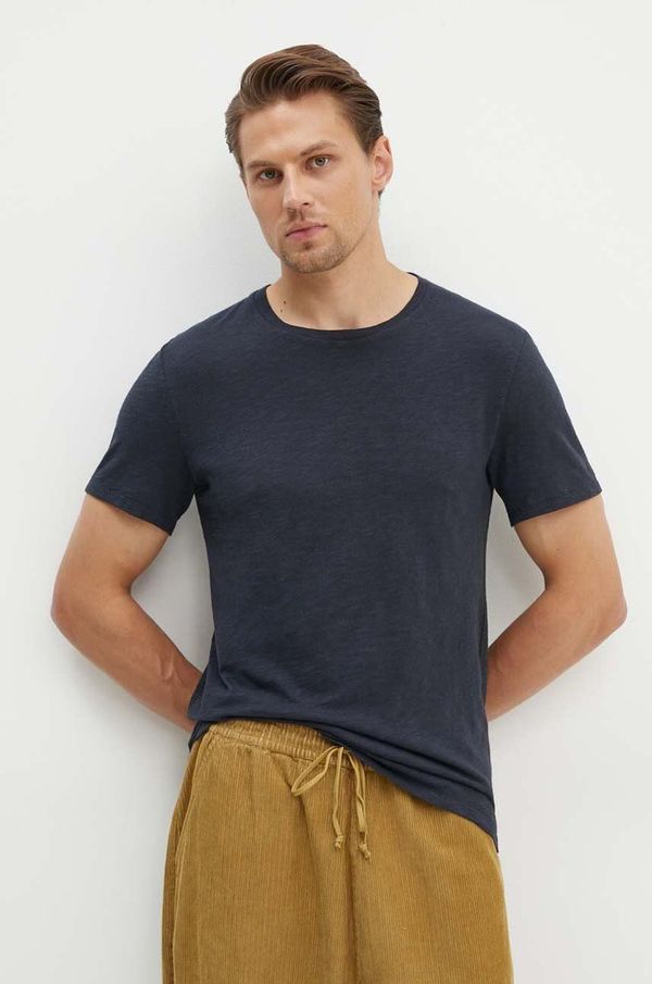 American Vintage Pamučna majica American Vintage za muškarce, boja: tamno plava, bez uzorka, MBYSA18BH24