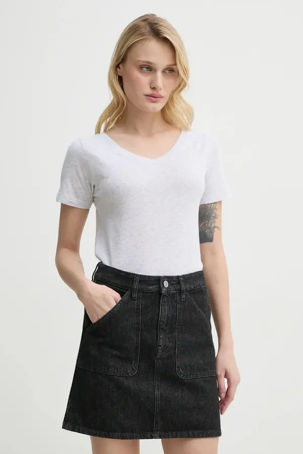 American Vintage Pamučna majica American Vintage za žene, boja: siva, GAMI02DE25