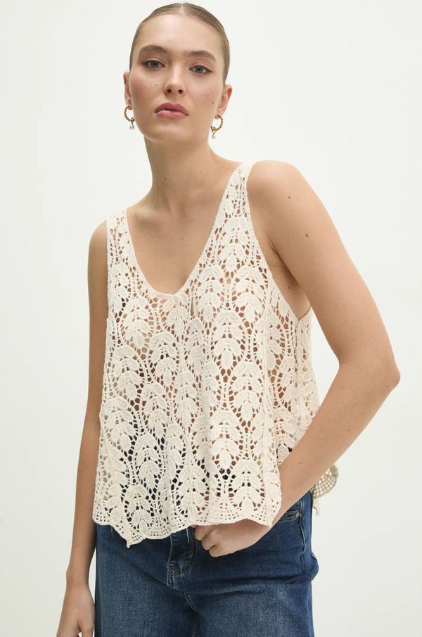 Answear Lab Pamučna majica Answear Lab za žene, boja: bež, bez uzorka