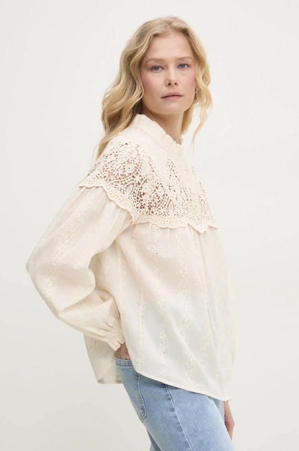 Answear Lab Pamučna majica Answear Lab za žene, boja: bež, bez uzorka